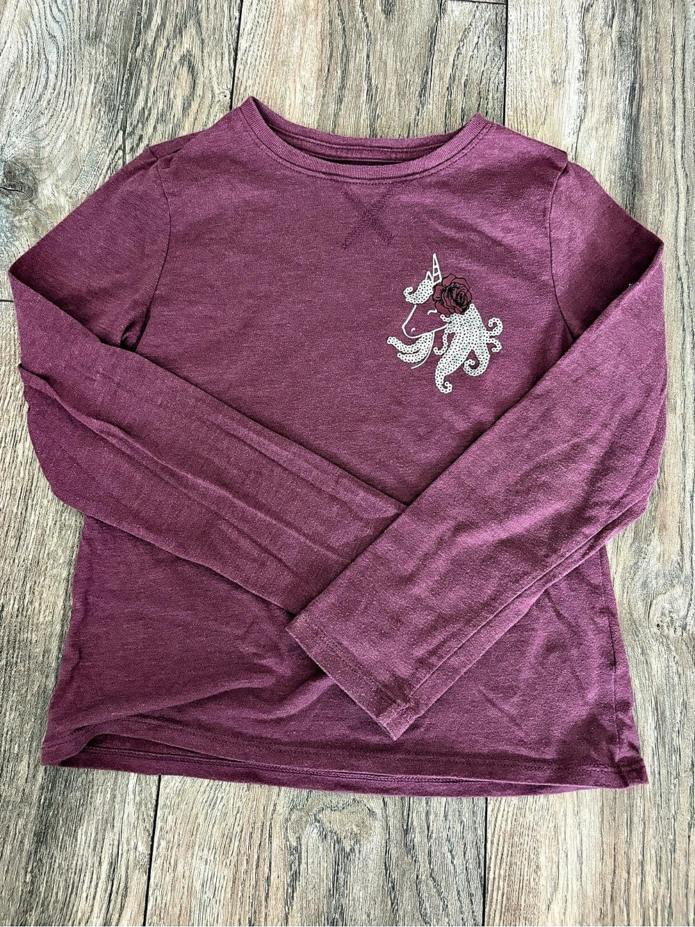 Wonder Nation Unicorn Sequin Long Sleeve Graphic Tee in Purple Size Small